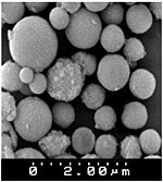 Fig 1. SEM Picture of Certified Glass Beads (from Whitehouse Scientific)